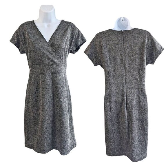 LARK AND RO Gray Tweed Faux Wrap Mini Dress Size 12 - Picture 1 of 8